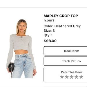 h:ours Marley Crop Top in Heathered Grey
